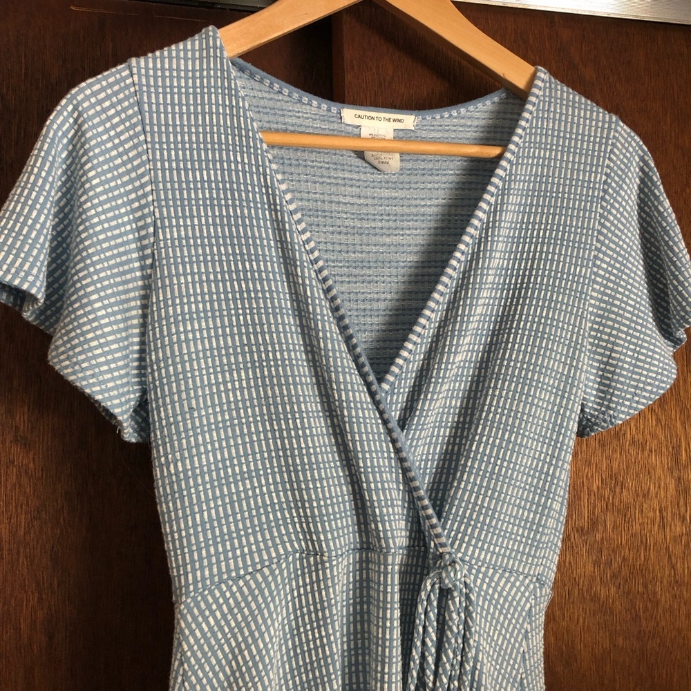 Caution To The Wind Sky Blue Wrap Midi Dress - Picture 2 of 11